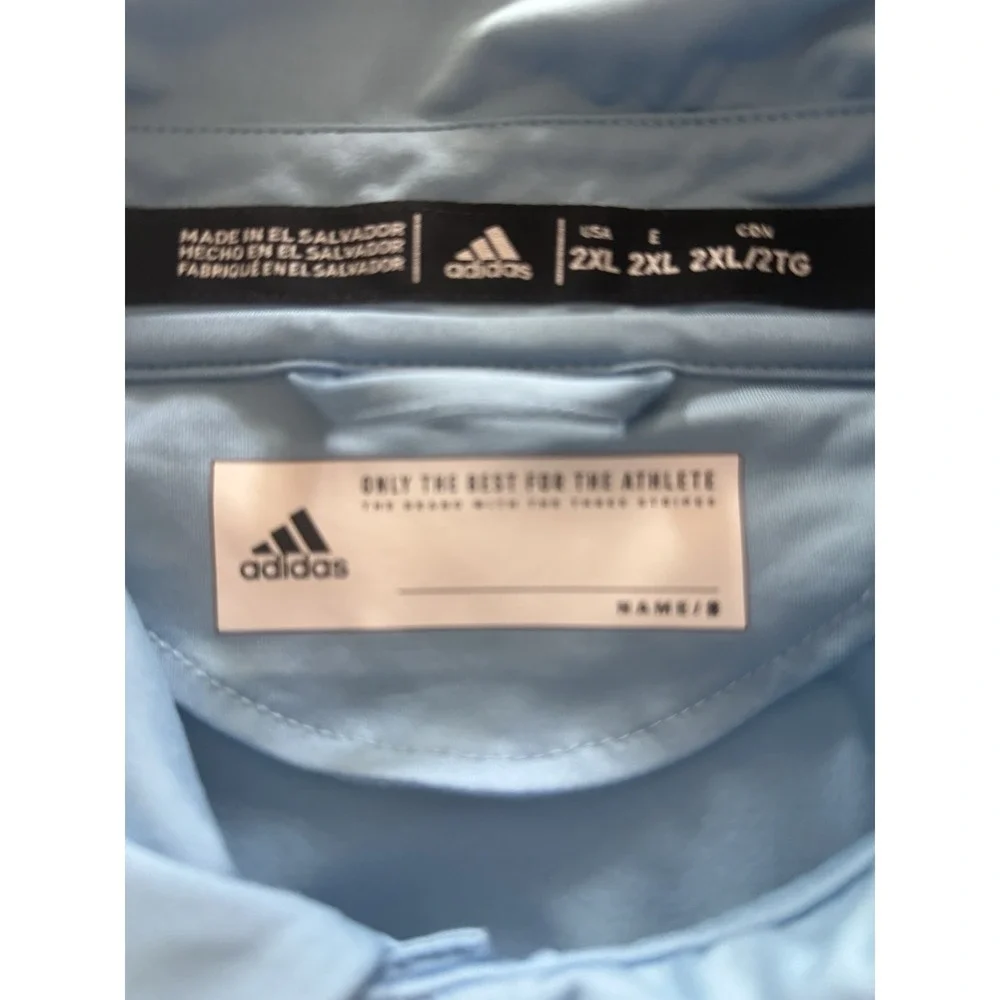Adidas Golf Polo Shirt Blue Short Sleeve Men Sz‎ 2XL Union Pines HS Vikings Logo